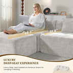 122" L Shaped Convertible Modular Couch, Cloud Couch Sectional - Image 6