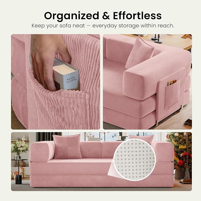 78.8" Convertible Futon Sofa Bed, Corduroy Futon Couch - Image 8