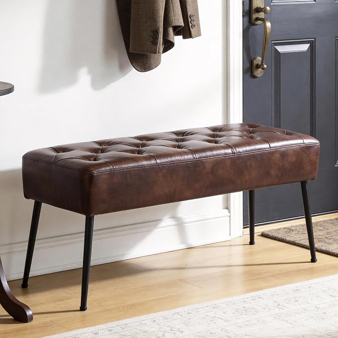 DUHOME Button-Tufted Ottoman Bench, Upholstered Bedroom Benches Footrest Stool - Image 5