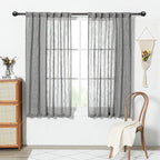 MYSKY HOME Sheer Curtains for Bedroom, Kitchen Curtain Panels Cotton Polyester - Image 2