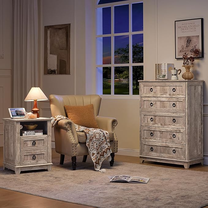 Joaxswe Farmhouse 5 Drawer Dresser - Image 6