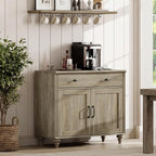 WAMPAT Buffet Cabinet with Doors & Drawer, Large Coffee Bar Table Wood Kitchen by WAMPAT