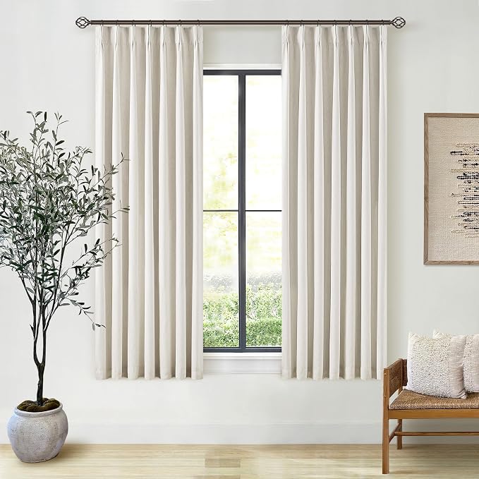 Natural 100% Blackout Pinch Pleated Linen Curtains 63 Inch Long - Image 7