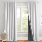 NICETOWN Full Blackout Back Tab Linen Curtains 84" Long 2 Panels Set, Boho-Chic by NICETOWN