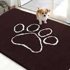 OLANLY Dog Door Mat for Muddy Paws 48x30, Paw Print Design Chenille Mud Mat | by OLANLY