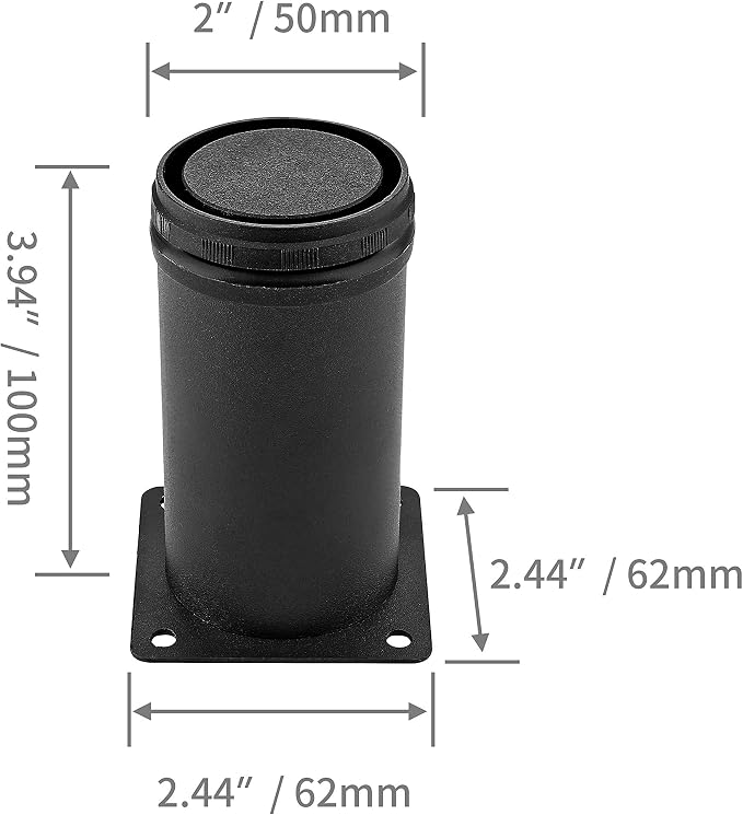 Set of 4 Stainless Steel Furniture Legs 4 Inch, Adjustable Round Cabinet Legs - Image 4