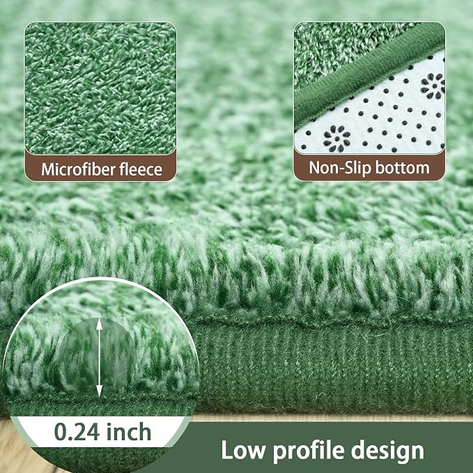 4x6 Area Rugs for Living Room Non Slip Dorm Bedroom Rug, Matte Green | Modern - Image 6
