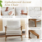 VINGLI Solid Wood Wide Armrests Accent Chair Set of 2, Upholstered Mid Century - Image 5