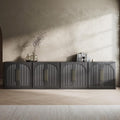 BELLEZE 3 Tier Bookshelf with Double-Arc Door by BELLEZE