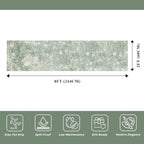 2x8 Washable Hallway Runner Rug – Non-Slip Modern Abstract Neutral Low-Pile - Image 2