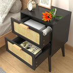 YAUKOMEL Black Nightstand, Wood End Table, Side Table - Image 2