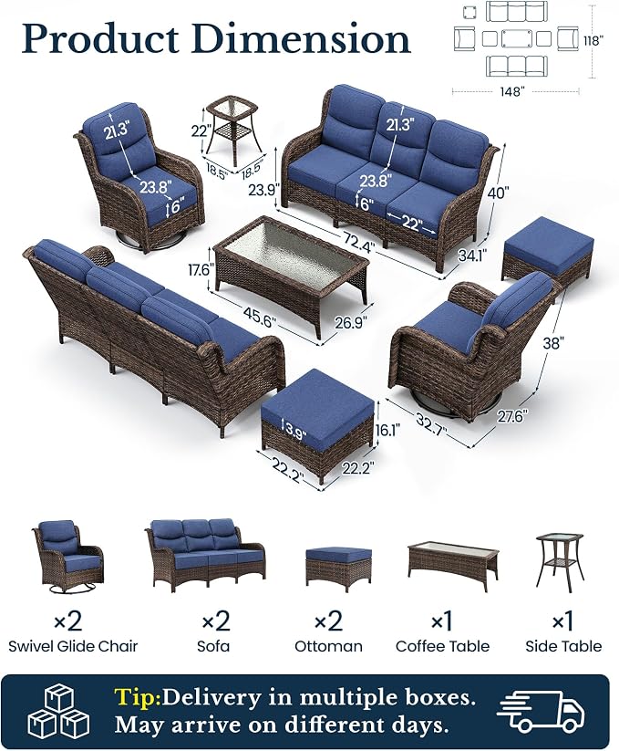 HILLGA 8-Piece Luxury Patio Furniture Set - Image 2