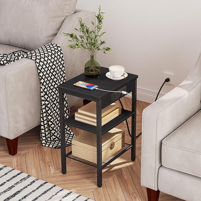 HOOBRO Side Table with Charging Station and USB Port, Small End Table - Image 5