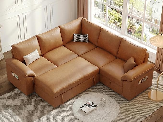 85 Inch Faux Leather Modular Sectional Sofa - Image 9