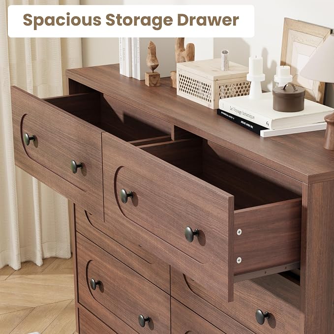 Garvee 6 Drawer Dresser for Bedroom, Wooden Mid Century Modern Chest of Drawers - Image 6
