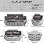 TWT Outdoor Patio Furniture Set 6 Pieces Aluminum Sectional Sofa, Metal Patio - Image 2