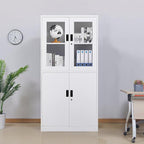 Metal Storage Cabinet with Doors and Shelves, 2 Adjustable Shelves, 4 Doors - Image 2