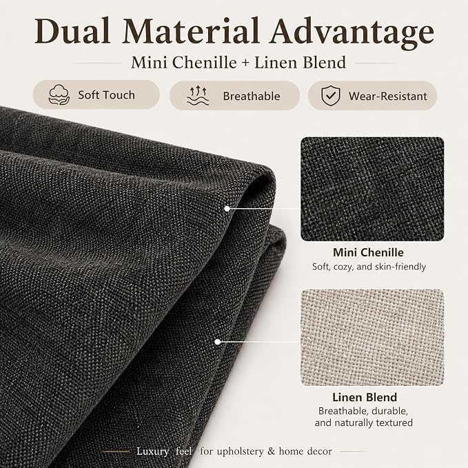 Mini Chenille Linen Blend Upholstery Fabric by the Yard, 57 Inch Wide Soft - Image 2