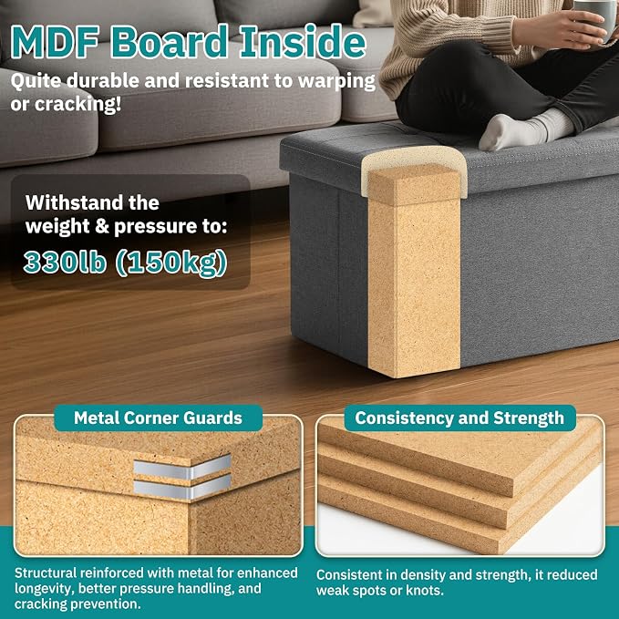 30.5-INCH Storage Ottoman Bench, Footrest - Image 5