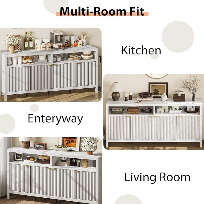 GarveeLife 65 Inch Fluted Sideboard Buffet Cabinet - Image 5