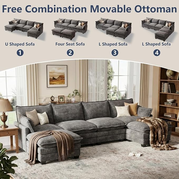 U Shaped Modular Sectional Sofa, Cloud Couch - Image 3