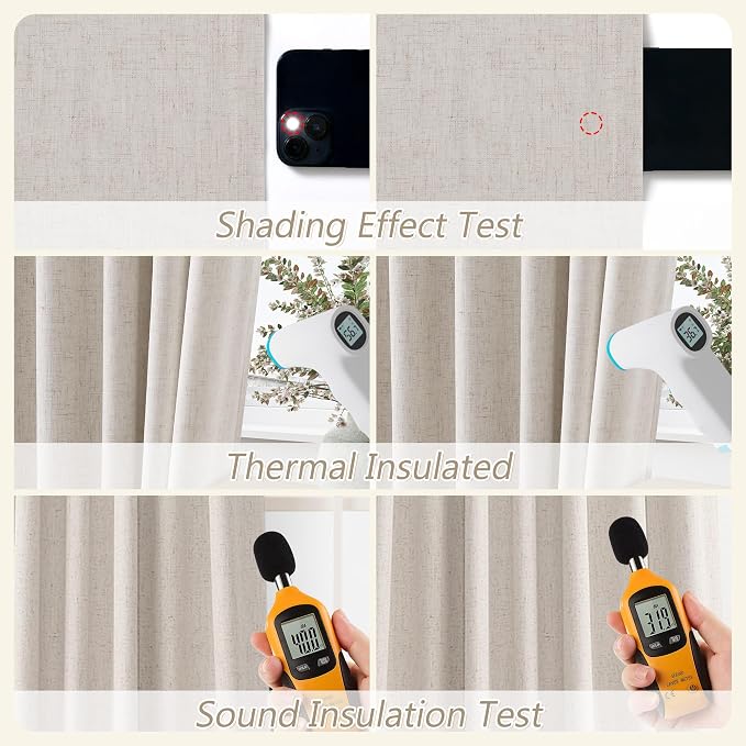 100% Blackout Curtains 90 Inch Length 2 Panels Set - Image 5