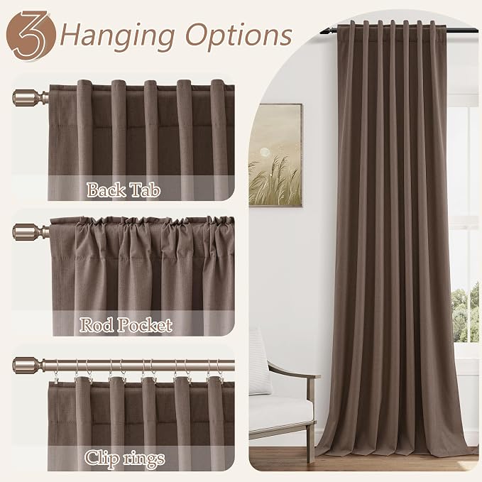 100% Blackout Curtains 120 Inch Length 2 Panels Set - Image 6