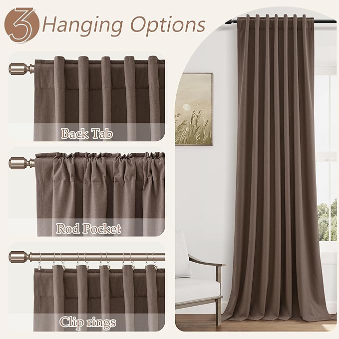 100% Blackout Curtains 108 Inch Length 2 Panels Set - Image 6
