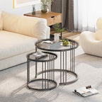 Garden 4 you Nesting Coffee Table, 23.6" Round Coffee Table Set of 2, Glass - Image 3