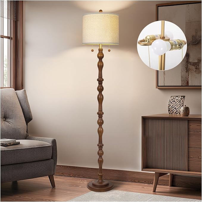 65.5" Natural Real Wood Floor Lamp by SCENEKOY