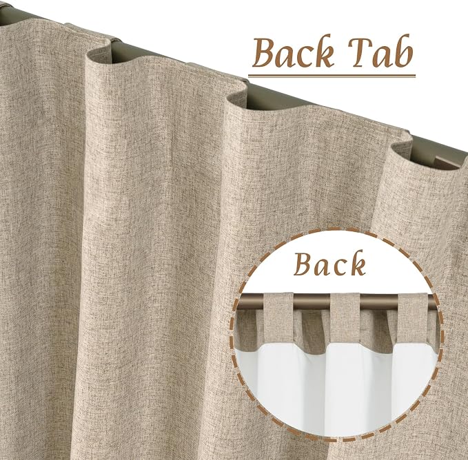 Taupe 100% Blackout Linen Curtains 84 Inch - Image 3