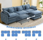 111'' Sectional Cloud Deep Seat Couch, Oversized Chenille U Shaped Sectional - Image 6