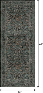 Dark Green 2x5 Runner Rug Non Slip Washable - Image 2