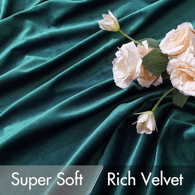 MIULEE Velvet Blackout Curtains 52x108 inches 2 Panels Emerald Green | Luxury - Image 4