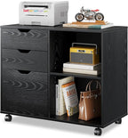DEVAISE 3-Drawer Wood File Cabinet, Mobile Lateral Filing Cabinet, Printer Stand by DEVAISE