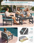 SERWALL 8 Pieces HDPE Outdoor Conversation Sofa Set - Image 2