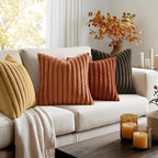 MIULEE Fall Rust Orange Faux Fur Plush Decorative Throw Pillow Covers18x18 | - Image 4