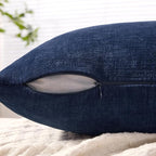 MIULEE Navy Chenille Couch Throw Pillow Covers, 18x18 | Set of 2, Soft Coastal - Image 5