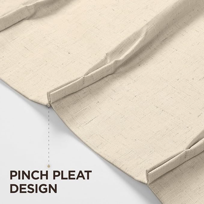Joydeco 100% Blackout Pleated Curtains, Linen Window Curtains 2 Panel Sets 108 - Image 5