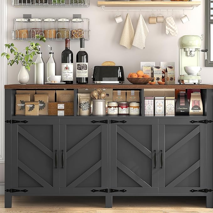 knoworld Buffet Sideboard with Storage Farmhouse with 4 Doors, Dining Room - Image 7