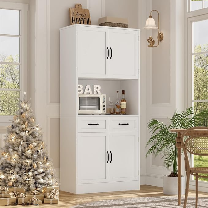 HOSTACK 71“ Tall Kitchen Pantry Storage Cabinet, Modern Kitchen Hutch Bar - Image 2