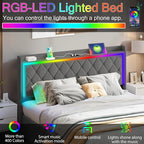 Modern Multi-Color LED Light Queen Bed Frame - Image 5