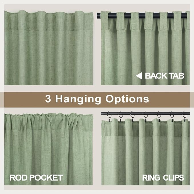 Pitalk Light Sage Curtains 38 Inch Wide - Image 5