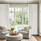 Ivory White Pleated 100% Blackout Linen Curtains 96 Inches Long 2 Panels | - Image 9