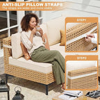 ABCASA Patio Furniture Set, Boho Patio Conversation Set Sectional Sofa - Image 5