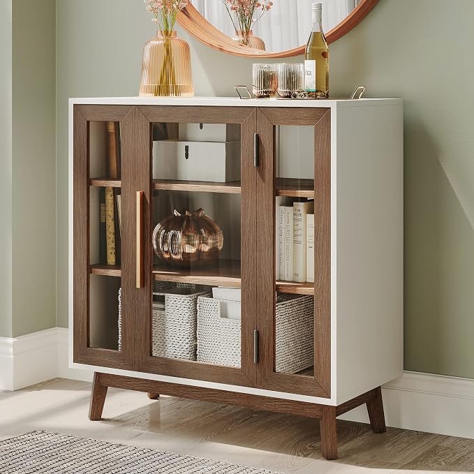 BELLEZE Modern Curio Cabinet, 3-Tiers Console Table, 31 Inch by BELLEZE
