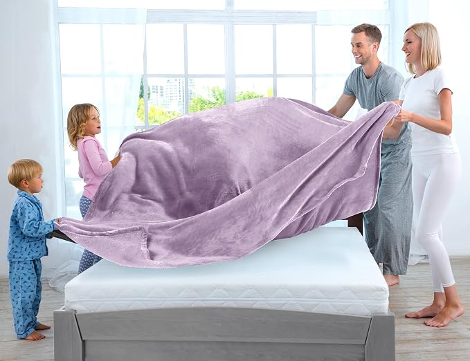 Utopia Bedding Fleece Bed Blanket California King Size Lilac | Microfiber Plush - Image 3
