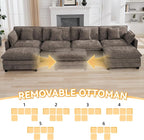 147'' Sectional Cloud Deep Seat Couch, Oversized Chenille U Shaped Sectional - Image 6