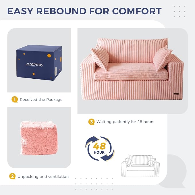 MAXYOYO 59" Bean Bag Sofa Couch, Loveseat Boneless Couch in a Box, Upholstered - Image 7