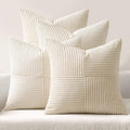 MIULEE Beige Throw Pillow Covers 18x18 Inch Set of 4 Boho Patchwork Cushion by MIULEE